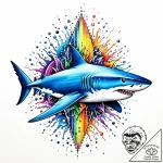 Shark with cybernetic fins and teeth of steel… – style Jaeger Mini – tattoo sketch (11.11.2025 23:34)