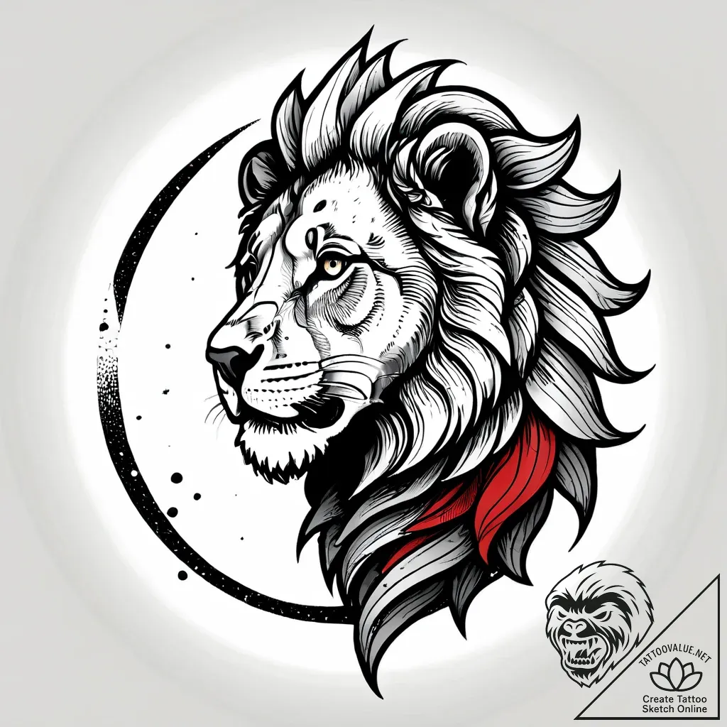Astral lion prowling on shattered moon, artis... - style Jagger Old - tattoo sketch (11.11.2025 23:37)