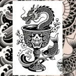 Ancient chalice overflowing with shadow, tatt… – style Flux Inscriptions – tattoo sketch (11.11.2025 23:40)