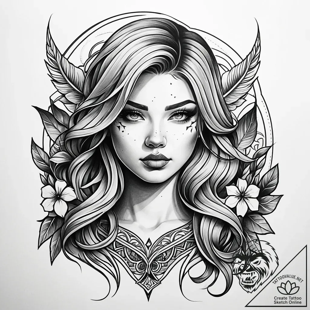 Y, tattoo line art, black and white sketch, m... - style Jaeger Simple - tattoo sketch (11.11.2025 23:43)