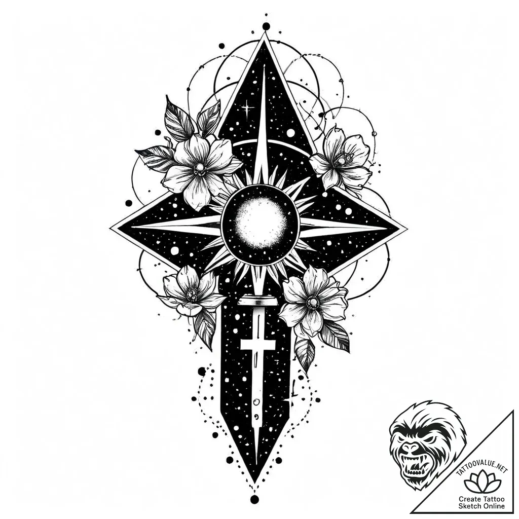 Nebula seed blooming in void, tattoo sketch d... - style Jaeger Mini - tattoo sketch (11.11.2025 23:45)