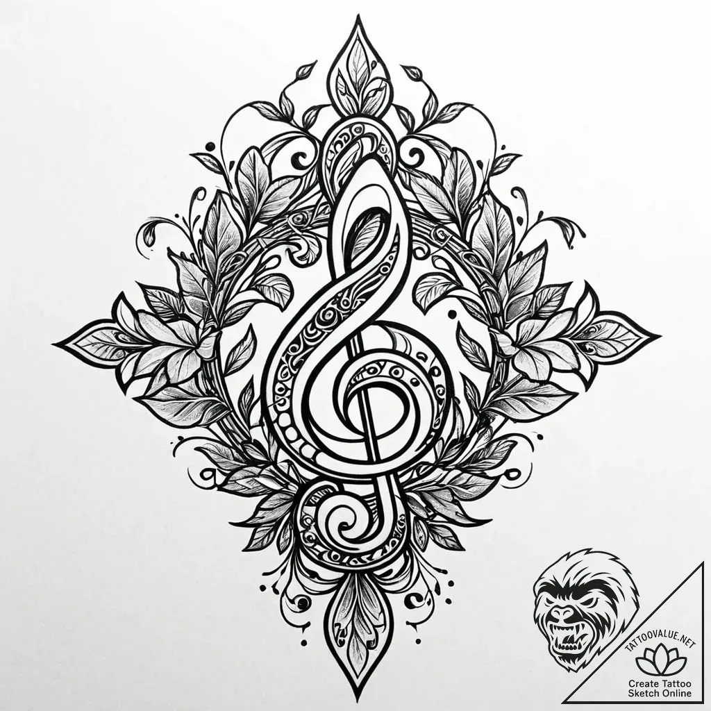 Clef (treble or bass) elegantly integrated wi... - style Jaeger Mini - tattoo sketch (11.11.2025 23:58)