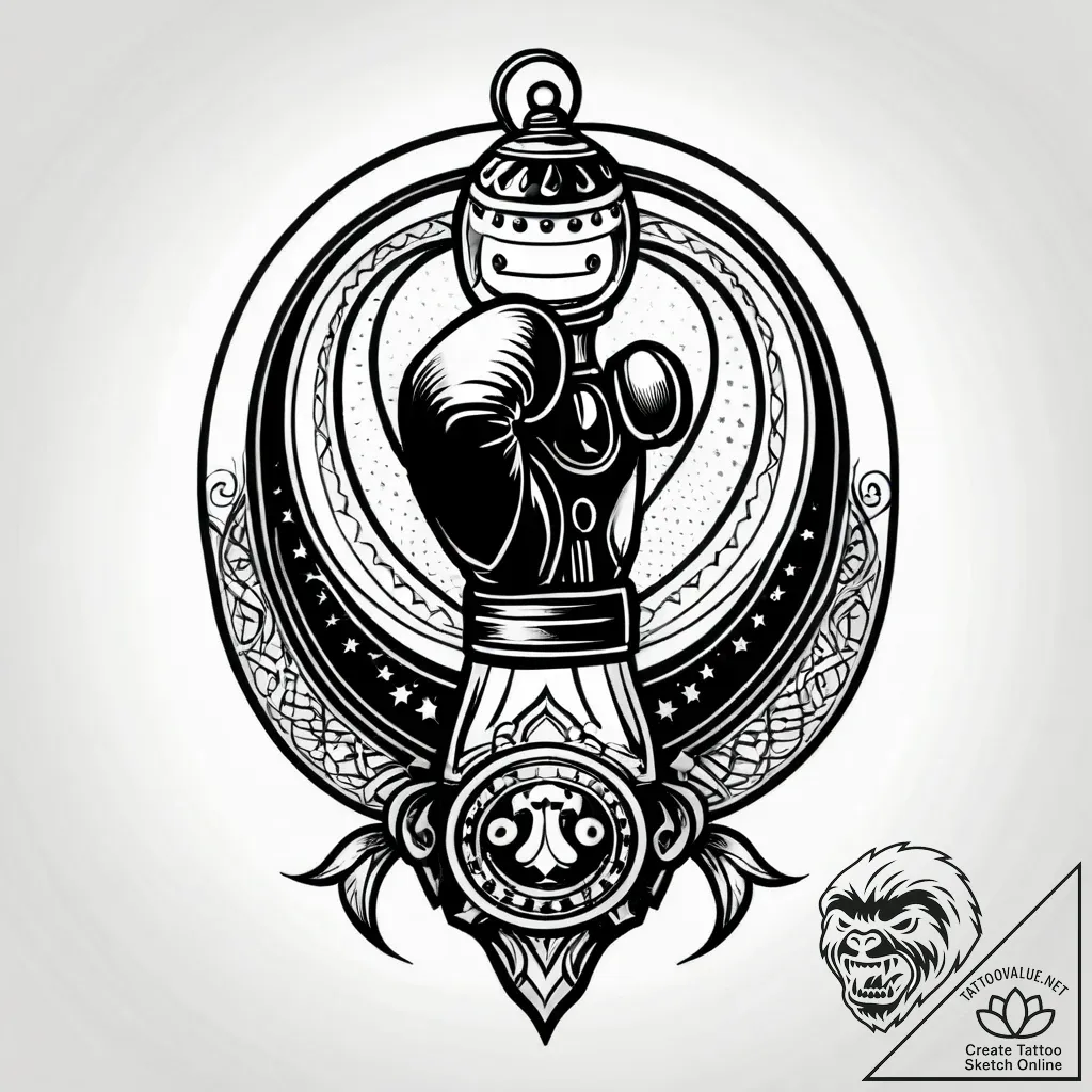 A classic boxing glove and punchbag, training... - style Jagger Old - tattoo sketch (12.11.2025 00:01)