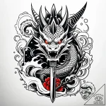 Eclipse dagger crowned in bones, ink illustra… – style Jaeger Simple – tattoo sketch (12.11.2025 00:07)