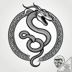 Iron serpent devouring runes, concept art for… – style Jagger Old – tattoo sketch (12.11.2025 00:13)