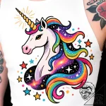 Tat tattoo sketch, mythical unicorn with glow… – style Flux Inscriptions – tattoo sketch (12.11.2025 00:16)