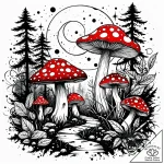 Tat tattoo sketch, glowing magical mushrooms… – style Jaeger Simple – tattoo sketch (12.11.2025 00:19)