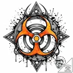 Quarantine zone’s biohazard symbol, rusted an… – style Jaeger Mini – tattoo sketch (12.11.2025 00:21)