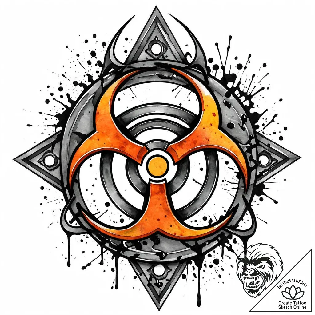 Quarantine zone's biohazard symbol, rusted an... - style Jaeger Mini - tattoo sketch (12.11.2025 00:21)