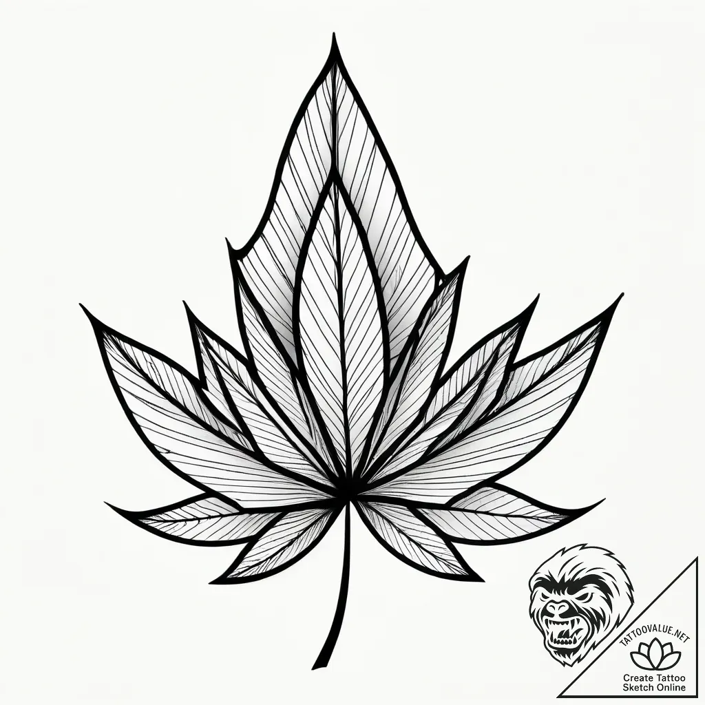 Tattoo sketch, layered maple leaves with shar... - style Jagger Old - tattoo sketch (12.11.2025 00:24)