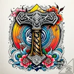 Tat tattoo sketch, thorвђ™s hammer mjг¶lnir w… – style Jaeger Simple – tattoo sketch (12.11.2025 00:31)