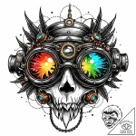 Steampunk goggles, concept art for tattoo, li… – style Jaeger Mini – tattoo sketch (12.11.2025 00:34)