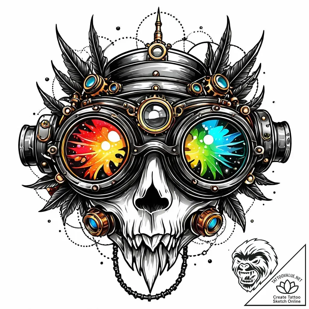 Steampunk goggles, concept art for tattoo, li... - style Jaeger Mini - tattoo sketch (12.11.2025 00:34)