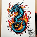 Tattoo sketch, mushu silhouette with flames,… – style Jaeger Simple – tattoo sketch (12.11.2025 00:40)