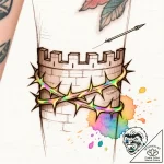 Palisade bound in spectral thorns, ink illust… – style Flux Inscriptions – tattoo sketch (12.11.2025 00:49)