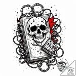Plague tome sealed with chains, concept art f… – style Jaeger Mini – tattoo sketch (12.11.2025 00:55)