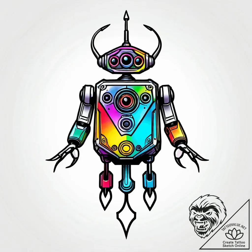 Eskizto, tattoo sketch, wall-e with floating... - style Jagger Old - tattoo sketch (12.11.2025 00:58)