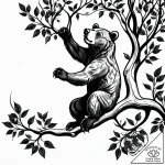Tattoo sketch, koda climbing tree with playfu… – style Jagger Old – tattoo sketch (12.11.2025 01:22)