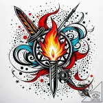 Flaming blade forged from starlight, tattoo d… – style Jaeger Simple – tattoo sketch (12.11.2025 01:28)