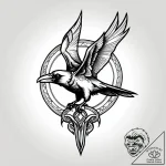Raven skull devouring celestial flame, ink il… – style Jagger Old – tattoo sketch (12.11.2025 01:34)