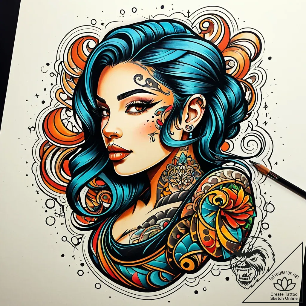 Portrait silhouette of a partner or child, ta... - style Jaeger Simple - tattoo sketch (12.11.2025 01:40)