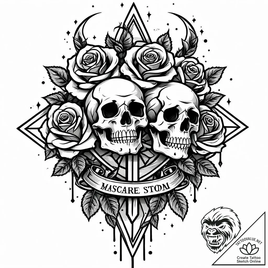 Glyph-etched blade through spectral storm, ta... - style Jaeger Mini - tattoo sketch (12.11.2025 01:43)