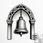 Silent bell beneath spectral arch, tattoo ske… – style Flux Inscriptions – tattoo sketch (12.11.2025 01:49)
