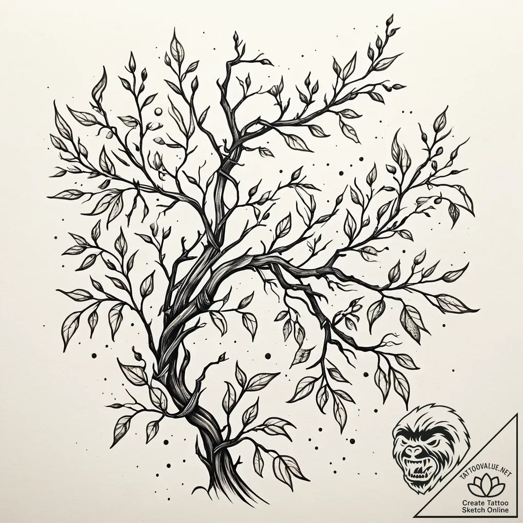 Withered vines binding ancient relic, concept... - style Jaeger Simple - tattoo sketch (12.11.2025 01:51)