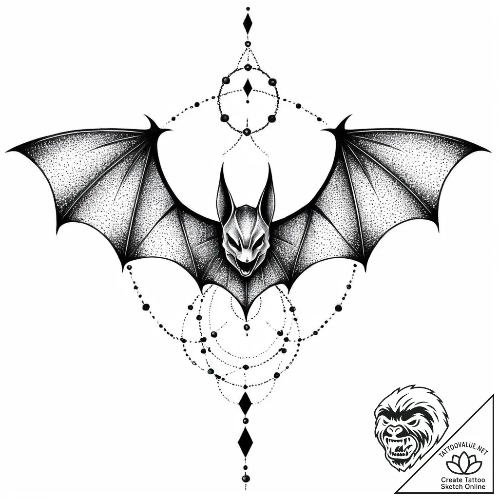 Bat, tattoo drawing outline, on a clean white... - style Jaeger Mini - tattoo sketch (12.11.2025 01:55)
