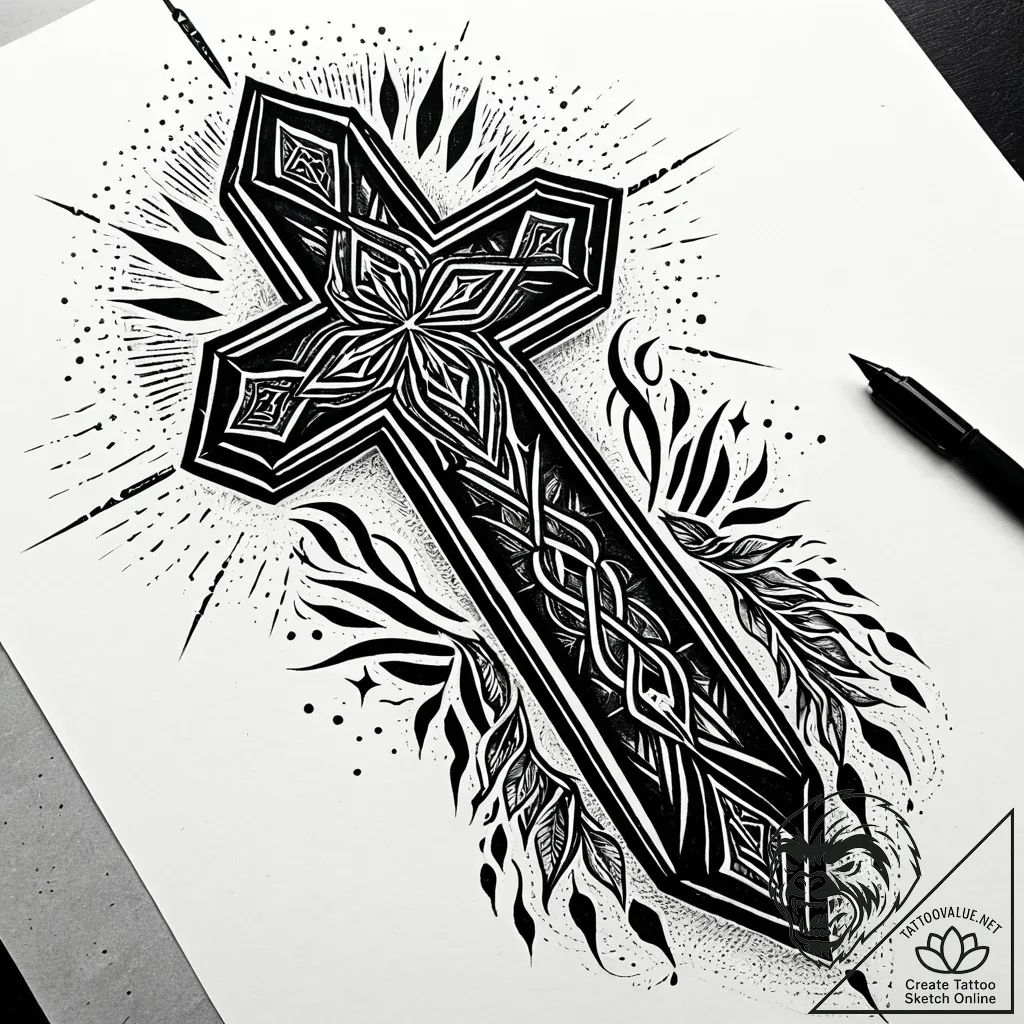 Rune stone glowing with an inner light, conce... - style Jaeger Simple - tattoo sketch (12.11.2025 02:03)