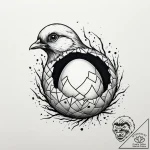 A detailed broken eggshell with a chick emerg… – style Jaeger Simple – tattoo sketch (12.11.2025 02:15)