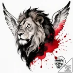 Angelic lion with glowing mane, concept art f… – style Flux Inscriptions – tattoo sketch (12.11.2025 02:25)