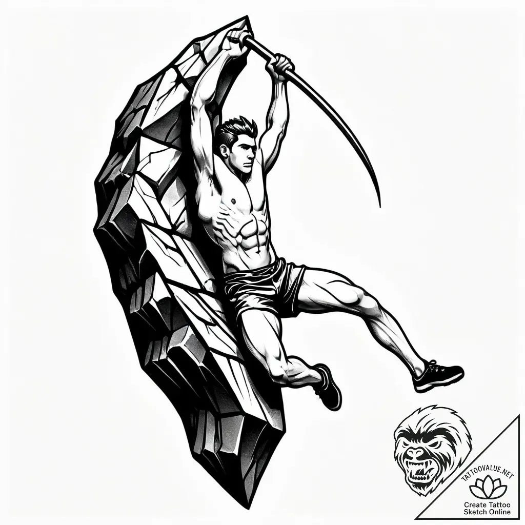 Tat tattoo sketch, rock climber gripping jagg... - style Jagger Old - tattoo sketch (12.11.2025 02:40)