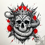 Glacial serpent crowned in bone, tattoo flash… – style Jaeger Simple – tattoo sketch (12.11.2025 02:45)