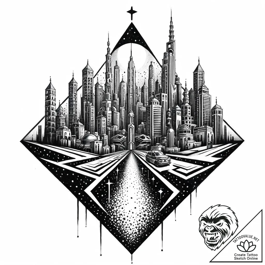 Japanese ink wash (sumi-e) painting of a futu... - style Jaeger Mini - tattoo sketch (12.11.2025 03:01)