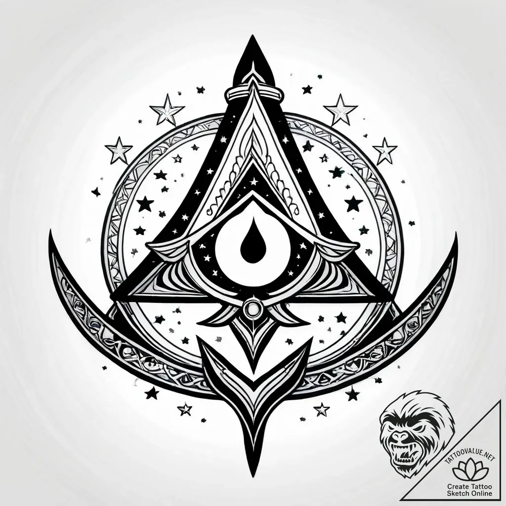 Lunar blade splitting stars, concept art for... - style Jagger Old - tattoo sketch (12.11.2025 03:03)