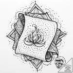 Burning scroll unraveling mid-air, concept ar… – style Jaeger Mini – tattoo sketch (12.11.2025 03:25)