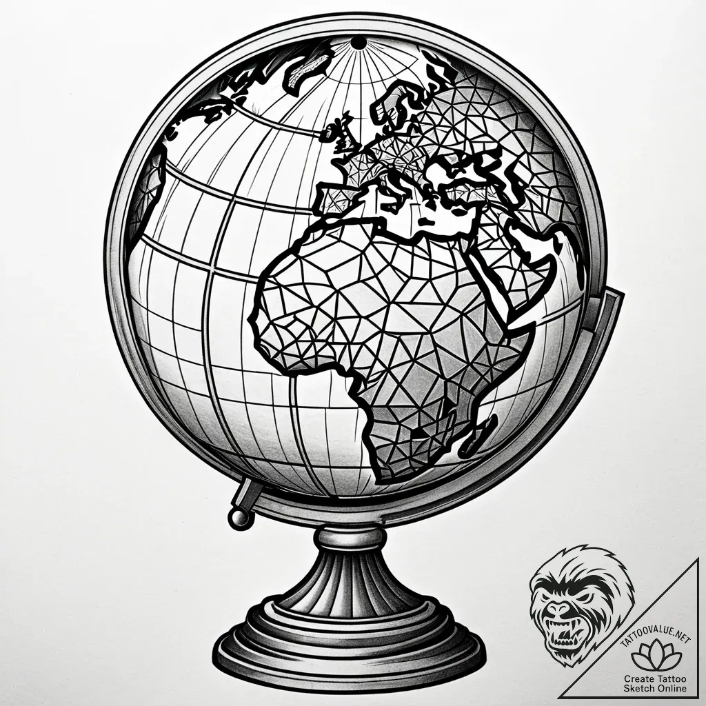 Atlas holding the globe, tattoo line art, sty... - style Jaeger Simple - tattoo sketch (12.11.2025 03:34)