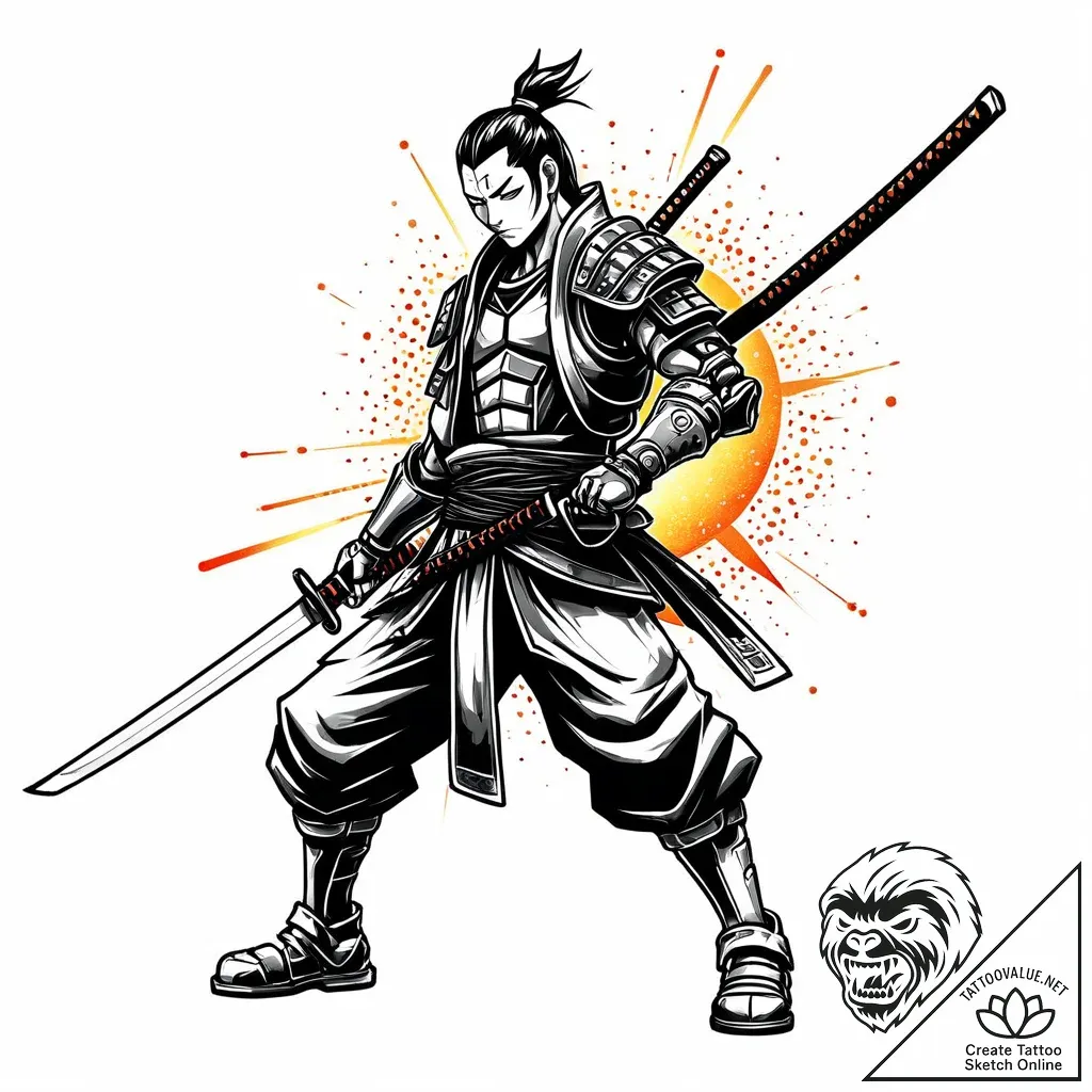 Cyborg samurai with a katana blade of pure en... - style Jaeger Mini - tattoo sketch (12.11.2025 03:37)
