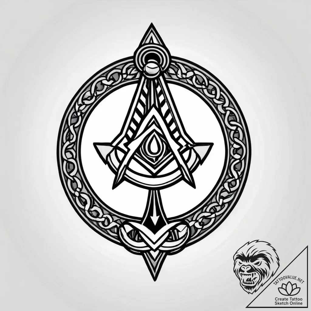 Atomic chains in digital space, ink illustrat... - style Jagger Old - tattoo sketch (12.11.2025 03:40)