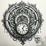 Atomic clock melting through void, tattoo ske… – style Jaeger Simple – tattoo sketch (12.11.2025 03:45)