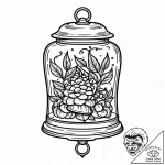 A classic bell jar with specimen, preserved,,… – style Jaeger Mini – tattoo sketch (12.11.2025 03:48)