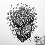 A detailed bag of popcorn, snack,, concept ar… – style Jaeger Mini – tattoo sketch (12.11.2025 04:00)