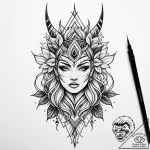 P, ink illustration for tattoo, fine lines, d… – style Jaeger Simple – tattoo sketch (12.11.2025 04:10)