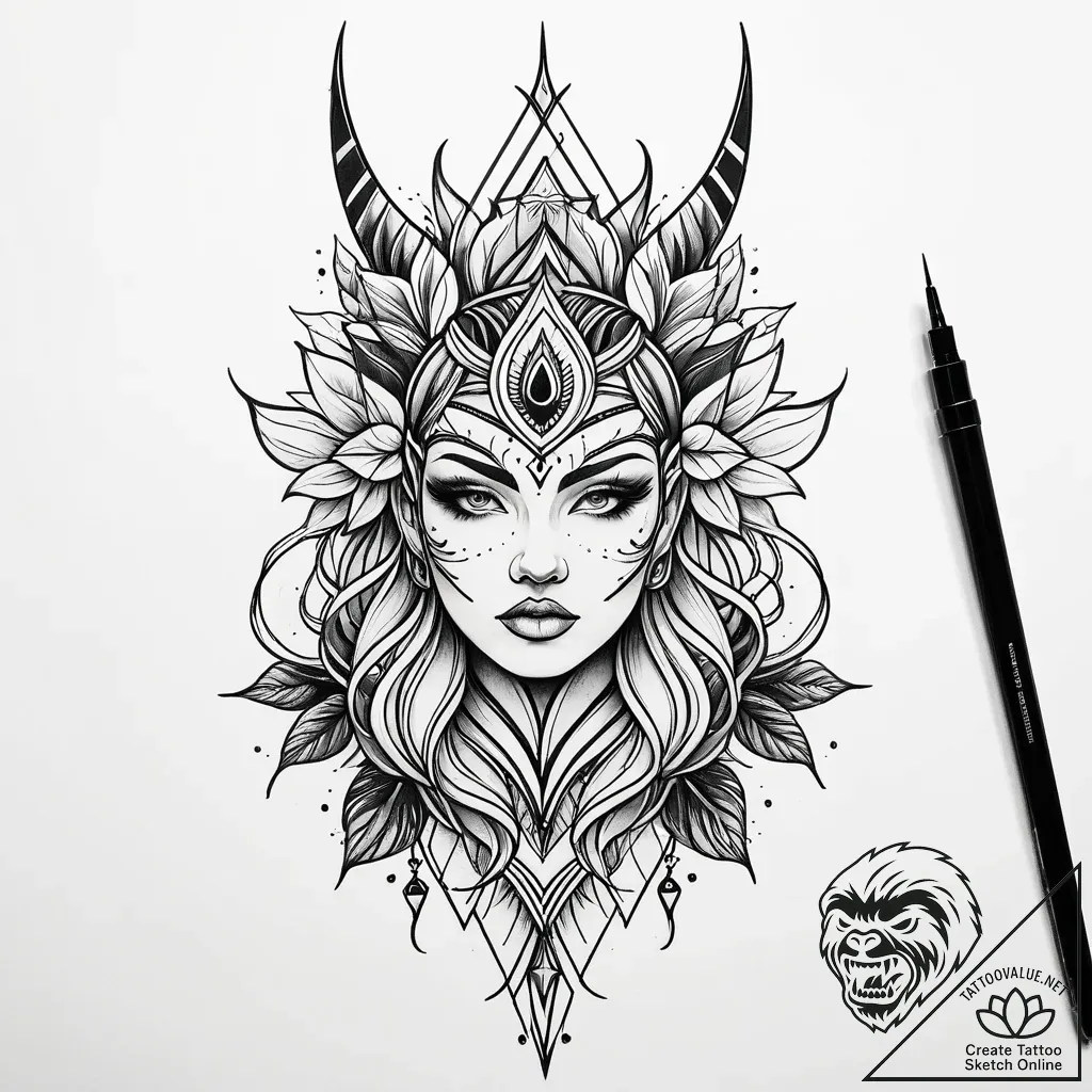 P, ink illustration for tattoo, fine lines, d... - style Jaeger Simple - tattoo sketch (12.11.2025 04:10)