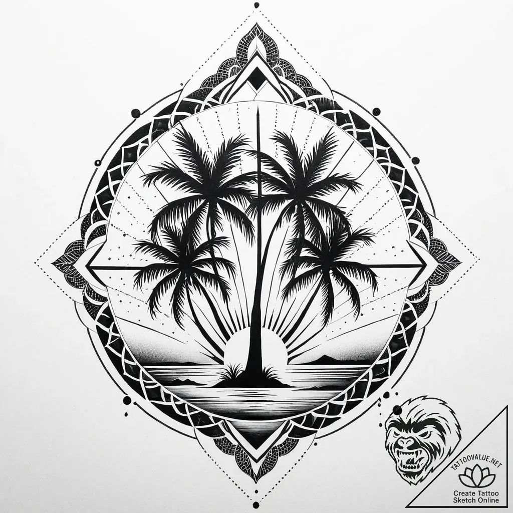 Tat tattoo sketch, palm tree fronds silhouett... - style Jaeger Mini - tattoo sketch (12.11.2025 04:12)
