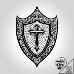 Thorned shield beneath spectral bloom, artist… – style Jagger Old – tattoo sketch (12.11.2025 04:28)