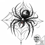 Black widow (spider), concept art for tattoo,… – style Jaeger Mini – tattoo sketch (12.11.2025 04:48)