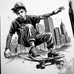 Tat tattoo sketch, skateboarder performing tr… – style Jaeger Simple – tattoo sketch (12.11.2025 04:58)