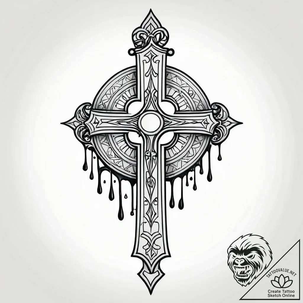 Locked scroll dripping wax, tattoo drawing ou... - style Jagger Old - tattoo sketch (12.11.2025 05:03)